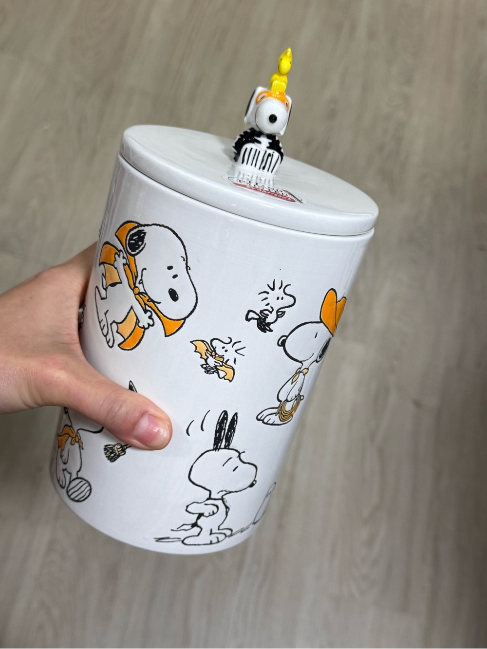 Peanuts Snoopy White & Yellow Ceramic Canister with Lid